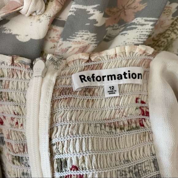 Reformation | NWT Christine Ruffle Mini Dress in Long Beach Size 12 - Picture 10 of 11